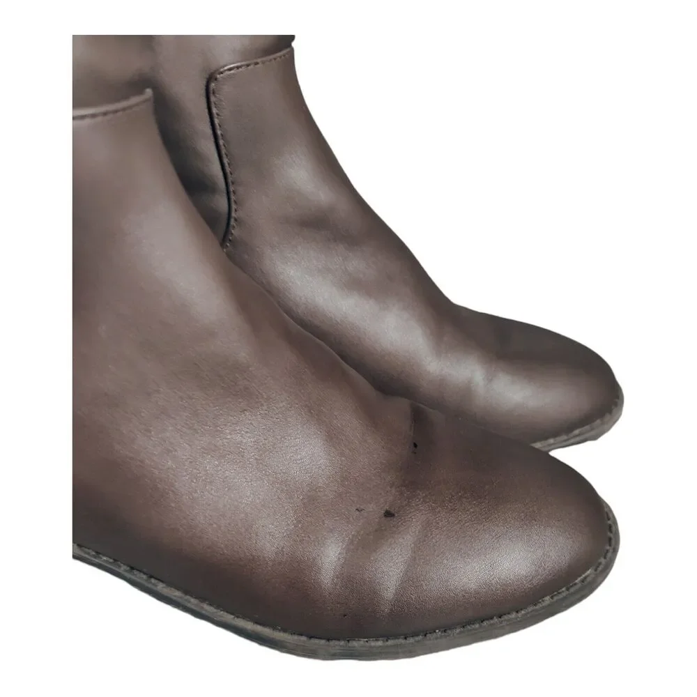 GH Bass Women's Riding Tall Boots Josie brown Faux Leather Stretch size 7M